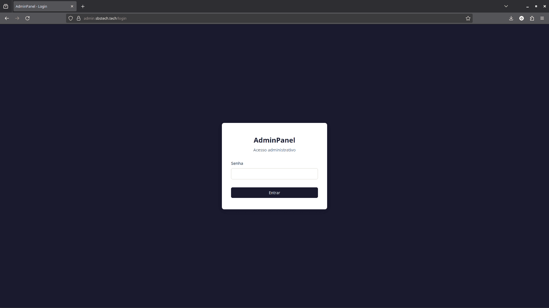 Login do painel do Sistema de Licenciamento
