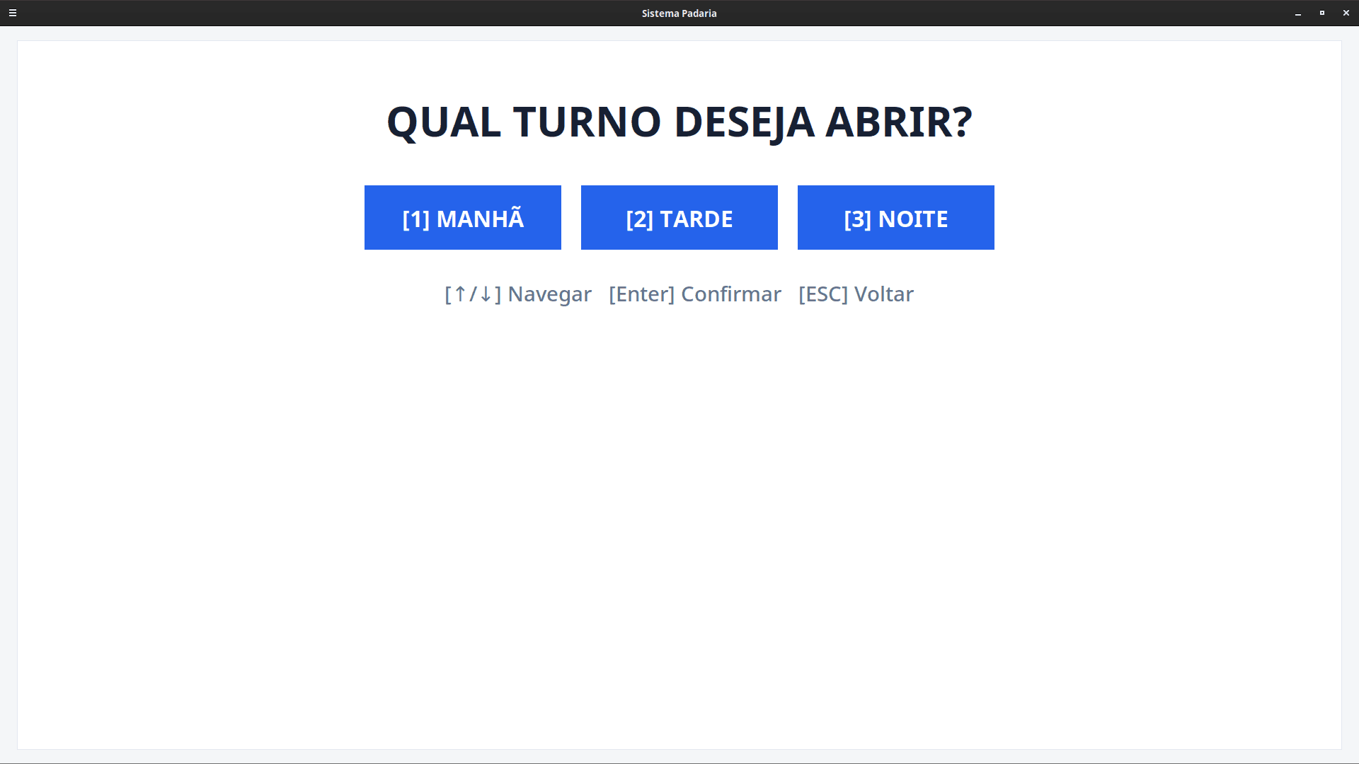 Login de operador do Sistema Padaria